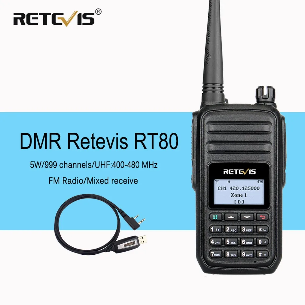 Retevis RT80 DMR радио цифровая рация UHF 400 480 МГц DCDM радиостанции VOX FM 2 Way Радио Amador Ham Hf