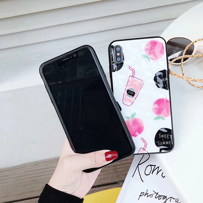 3D Diamond Pattern Orange Peach Case for Huawei P20 lite/P20 pro/Mate 20 Fruit Capa Nova 3/3i/4 Honor 8X Cover Hoesje |