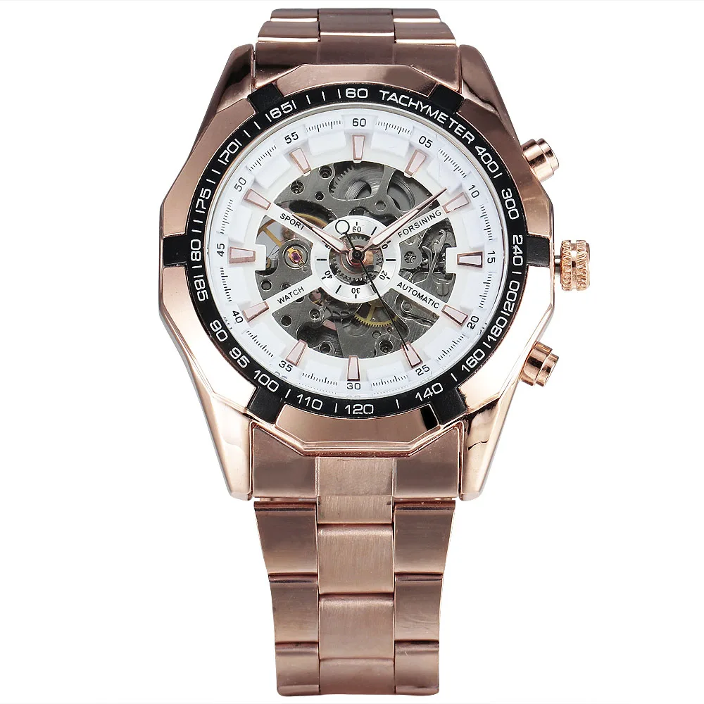 Автоматические Роскошные мужские часы FORSINING в стиле стимпанк додекагон тахиметр