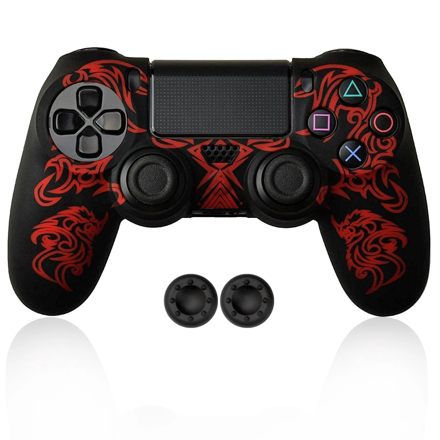 Силиконовый чехол для Sony Playstation4 PS4 защитный с 2 аналоговыми колпачками геймпада