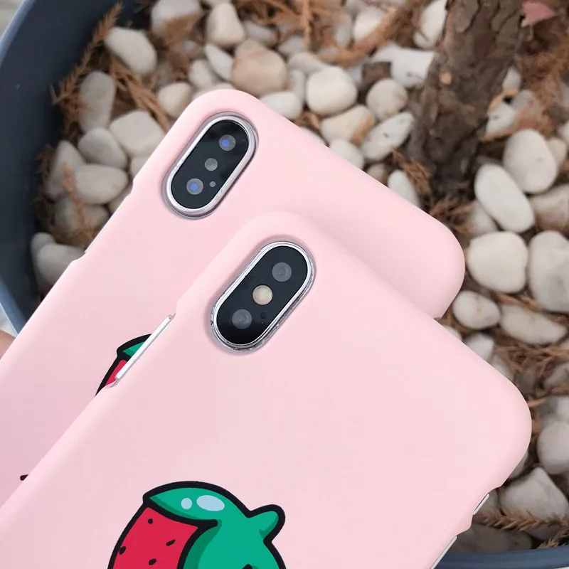 Coque for iPhone X Cartoon Strawberry Slim Phone Case on For 7 7Plus 6 6s 8 Plus Korean Style Cover Fundas |