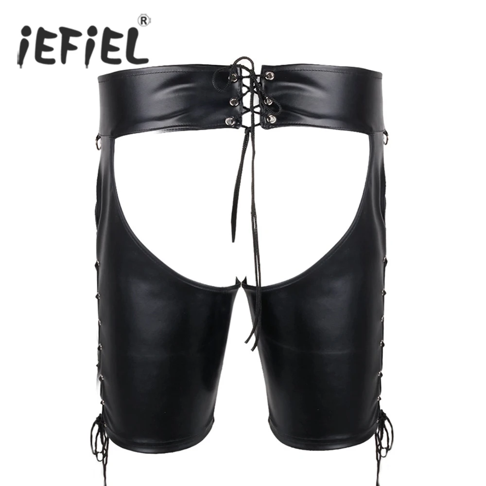 

iEFiEL Brand Sexy Men Lingerie Lace-up Open Butt Shorts Open Butt Underwear Underpants Exotic Pants Male Gay Panties