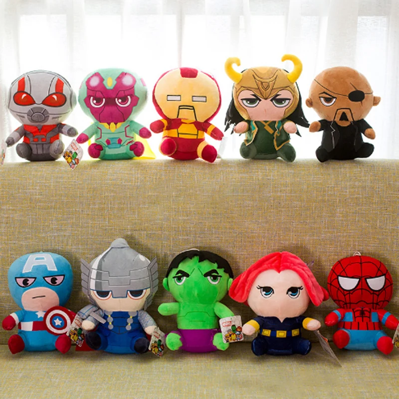 Marvel Мстители 4 плюшевые игрушки супергерой плюшевые куклы Капитан Америка, Железный человек Человек-паук Тор плюшевые мягкие игрушки Человек-паук