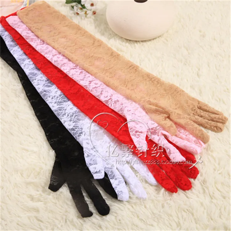 Горячая Распродажа кружевные свадебные перчатки с пальцами 2018 Длинные Цветочные