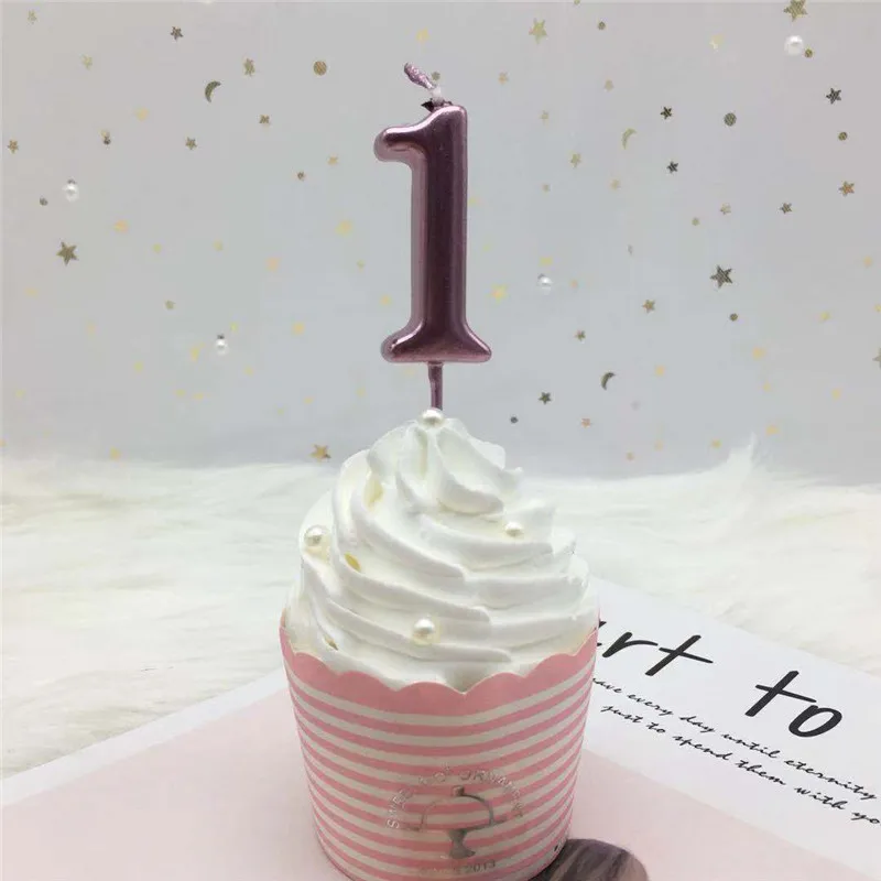 Rose gold 1 Топпер для торта «С Днем Рождения», розовое золото, свечи с цифрами, украшение для торта на день рождения, для принцессы, конфетная палочка, вечерние - Цвет: Rose gold 1