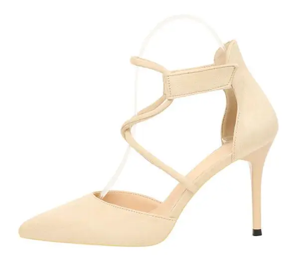 Бежевый Scarpe donna Tacco/красные свадебные туфли женские туфли-лодочки на высоком каблуке Женская обувь chaussure femme talon - Цвет: Бежевый