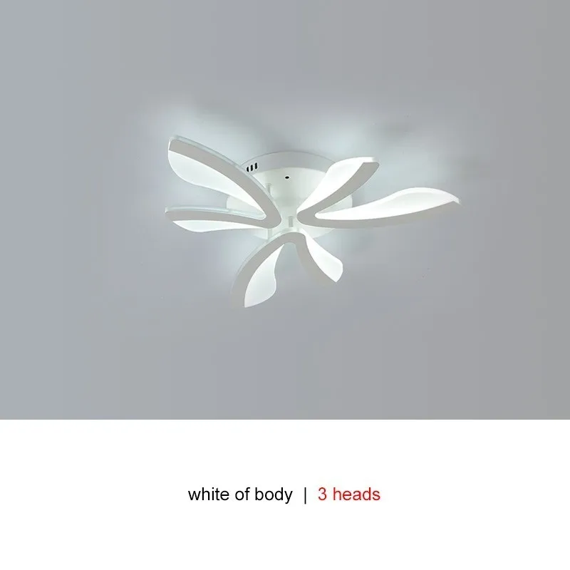 white 3 heads Современные светодиодные потолочные лампы для гостиной, спальни, комнаты, домашнего декора, лампы для кухни, светильники, черная молния, с пультом дистанционного управления, блеск - Цвет корпуса: white 3 heads