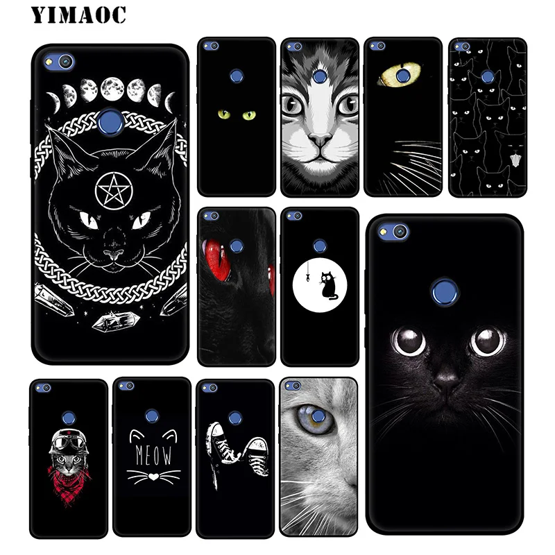 YIMAOC Black Cat Eyes Soft Case for Huawei Honor View 20 10 8X 8 8C 6A 7A 7X 7C Lite Pro Y9 Y7 Y6 Prime 2018 2017 |