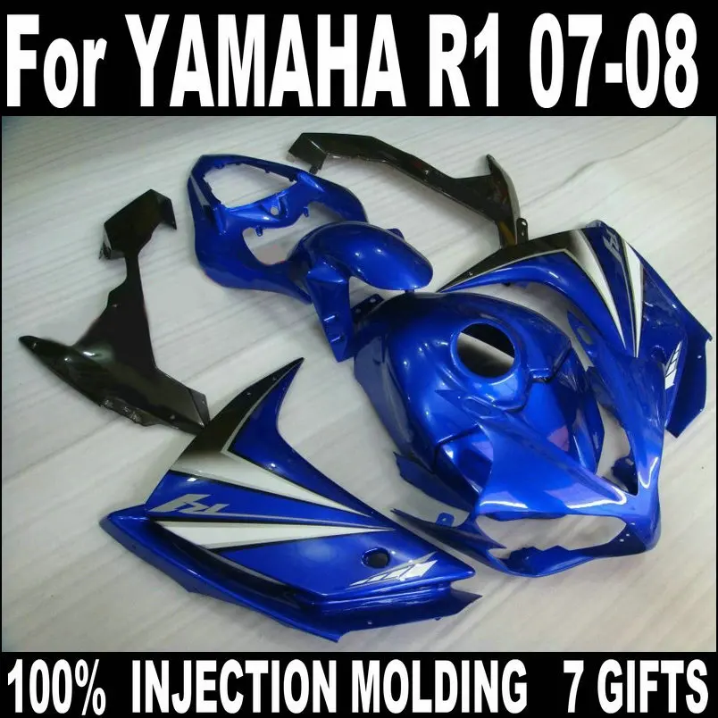 Комплект обтекателей для кузова мотоцикла YAMAHA injection R1 2007 2008 тёмно синие Черные