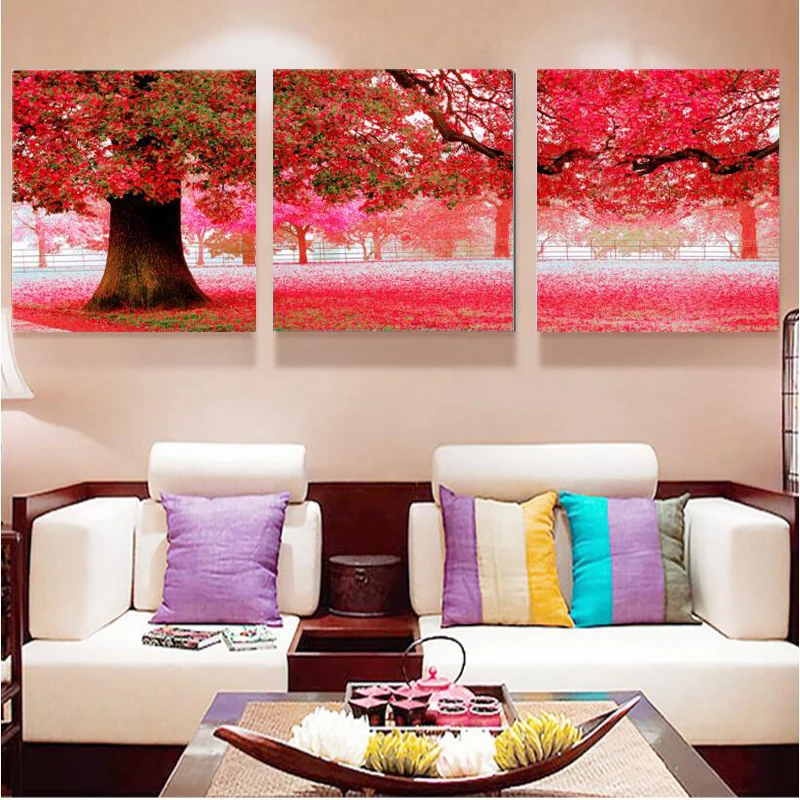 Осень кленовый лист холст для живописи на стены картины Гостиная Unframed 3 шт. цветок
