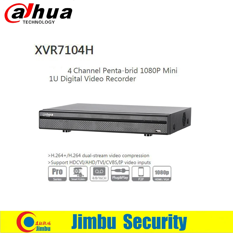 Dahua XVR 1080P цифровой видеорегистратор P2P XVR7104H 4CH поддержка HDCVI/AHD/TVI/CVBS/IP видео входы
