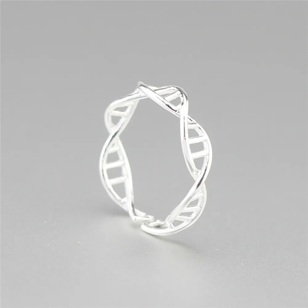 Flyleaf 925 пробы серебряные женские открытые кольца с двойной структурой завитка ДНК