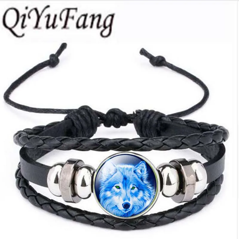 

Qiyufang Cool Teen Wolf bracelet bangle Vintage Bronze Statement Chain Jewelry Summer Style Glass Cabochon bracelet bangle Women