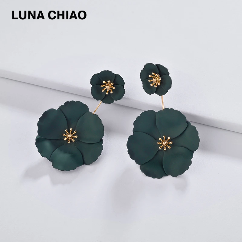 Женские серьги-подвески LUNA CHIAO 9 цветов съемные спереди и сзади с цветочными