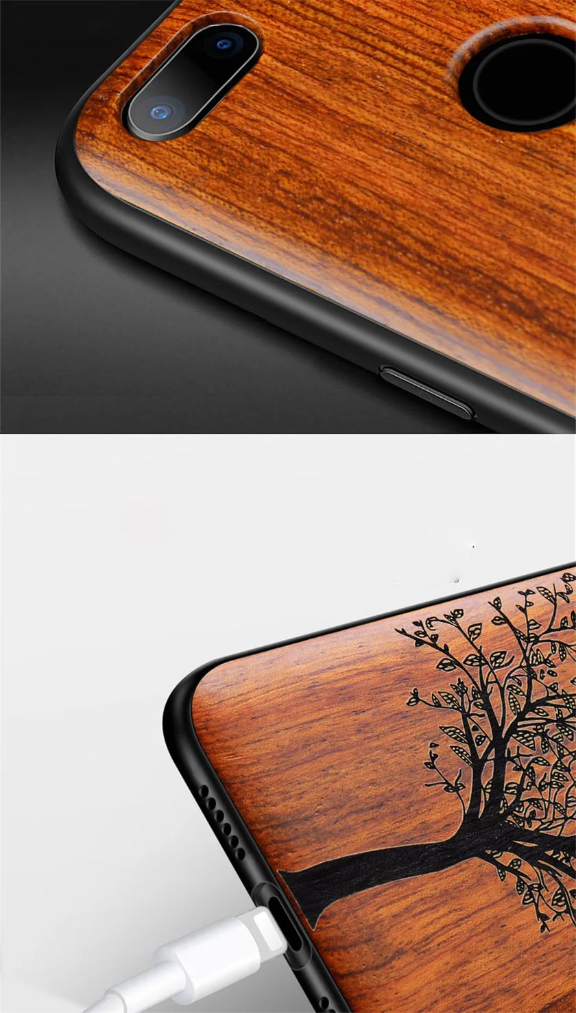 Для Xiaomi mi 8 lite чехол из натурального дерева funda Xiaomi mi 8 палисандр ТПУ ударопрочный чехол для телефона чехол для Xio mi 8 SE
