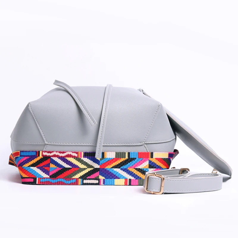 Women bag with Colorful Strap Bucket Bag PU Leather Shoulder Bags fashion Designer Ladies Crossbody messenger | Багаж и сумки