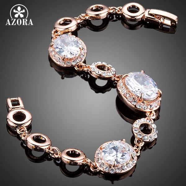 AZORA шикарный розовое золото Цвет с яйцом Форма прозрачным кубическим цирконием