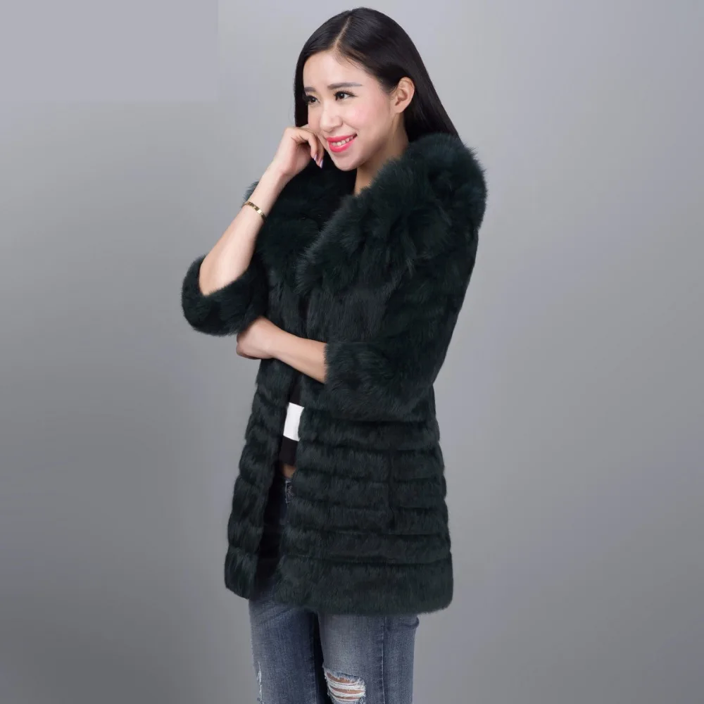 2018 Женское пальто из натурального кроличьего меха верхняя одежда Женская