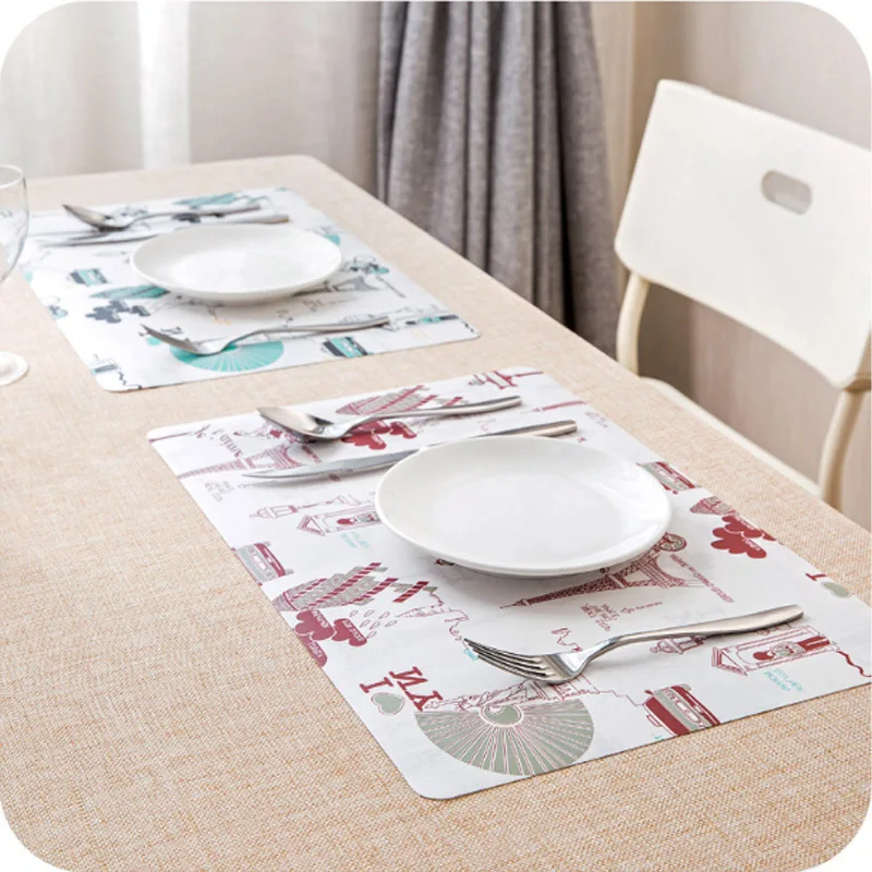 Geekinstyle 5Pcs Placemat fashion pvc dining table mat disc pads bowl pad coasters waterproof cloth slip-resistant |