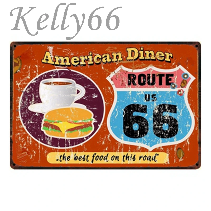 

[ Kelly66 ] AMERICAN DINER Metal Tin Sign Tin Poster Home Decor Bar Antique Wall Art Painting 20*30 CM Size y-1341