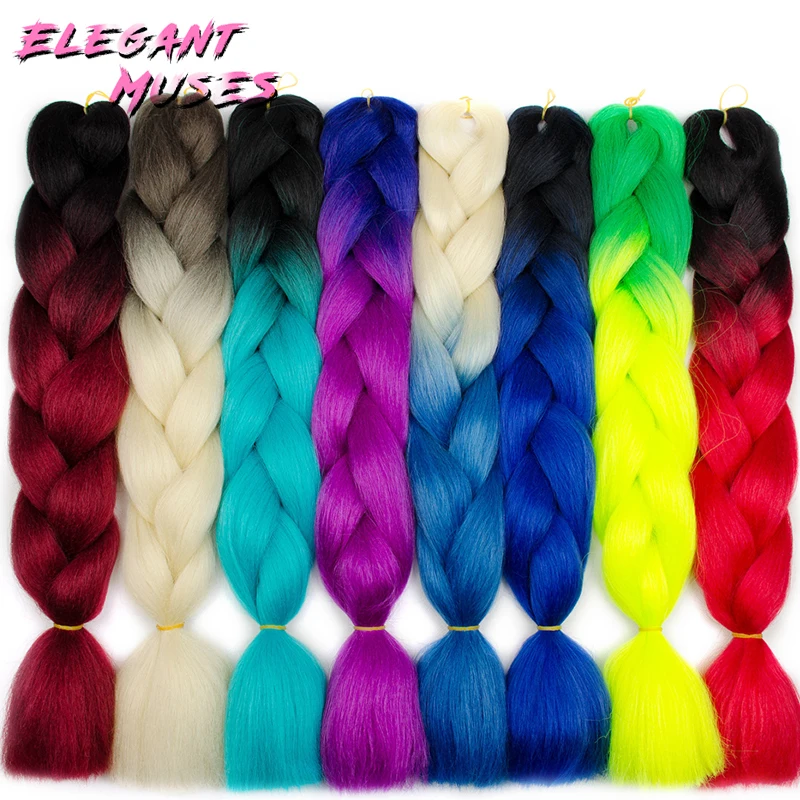 Elegant MUSES 24 дюймов 100 г/упак. Ombre крупное плетение синтетические накладные волосы