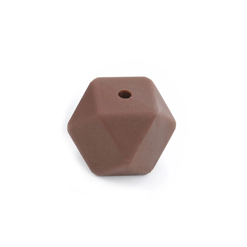 chocolate 50 шт./лот 14 мм шестигранные мини-бусины меньшего размера прорезиненное Силиконовое ожерелье для прорезывания зубов, прорезывания зубов, Детские Прорезыватели BPA безопасные шарики - Цвет: chocolate