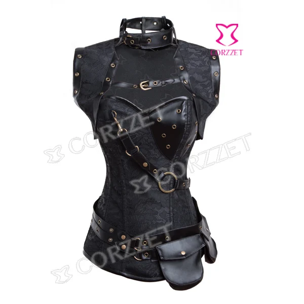 Black Фиолетовый Brocade Готический Костюмы корсеты и бюстье стимпанк корсет Плюс Размеры Korsett для Для женщин пикантные Corpetes е Espartilhos 6XL - Цвет: Black