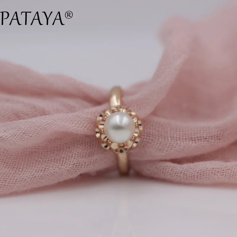Женские кольца из розового золота 585 пробы с искусственным жемчугом|rose gold ring|gold