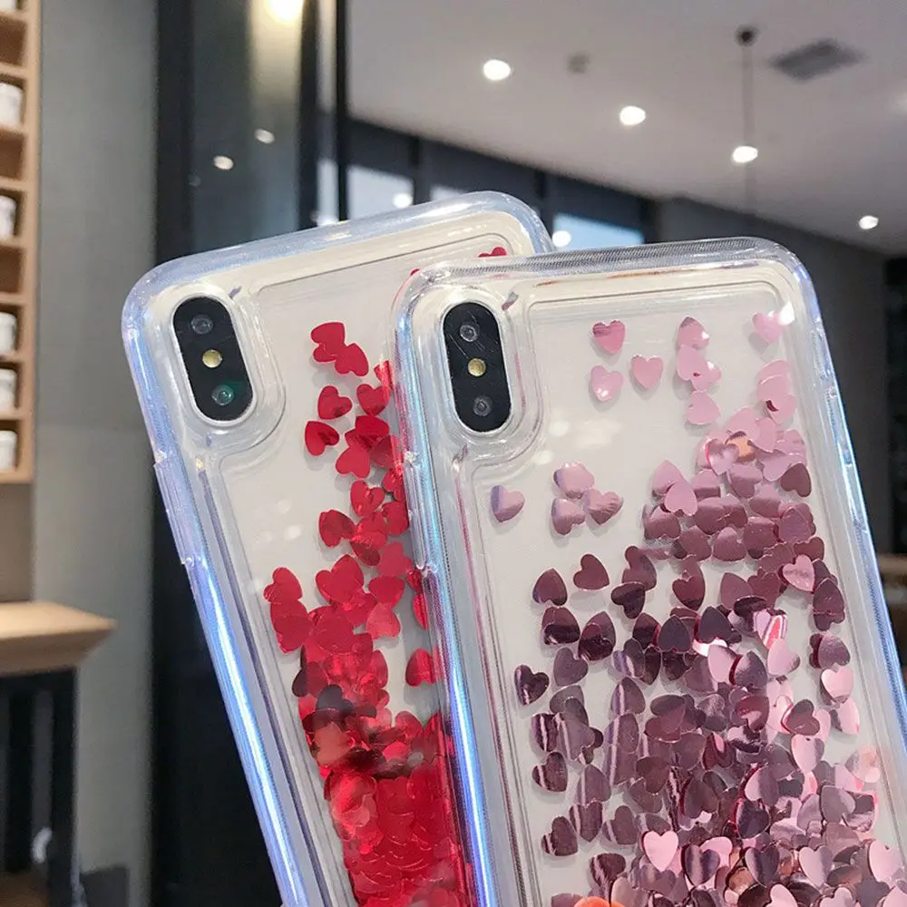 KISSCASE Girly Quicksand Case For iphone X 7 8 XS MAX XR Dynamic Liquid Glitter Phone Cases for 6 6S Plus Back Cover |