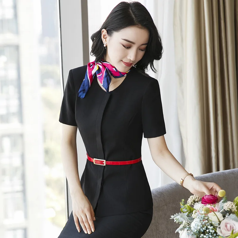 Women suits Slim summer Solid color Short sleeve jacket skirt 2-piece set Woman 9037 | Женская одежда