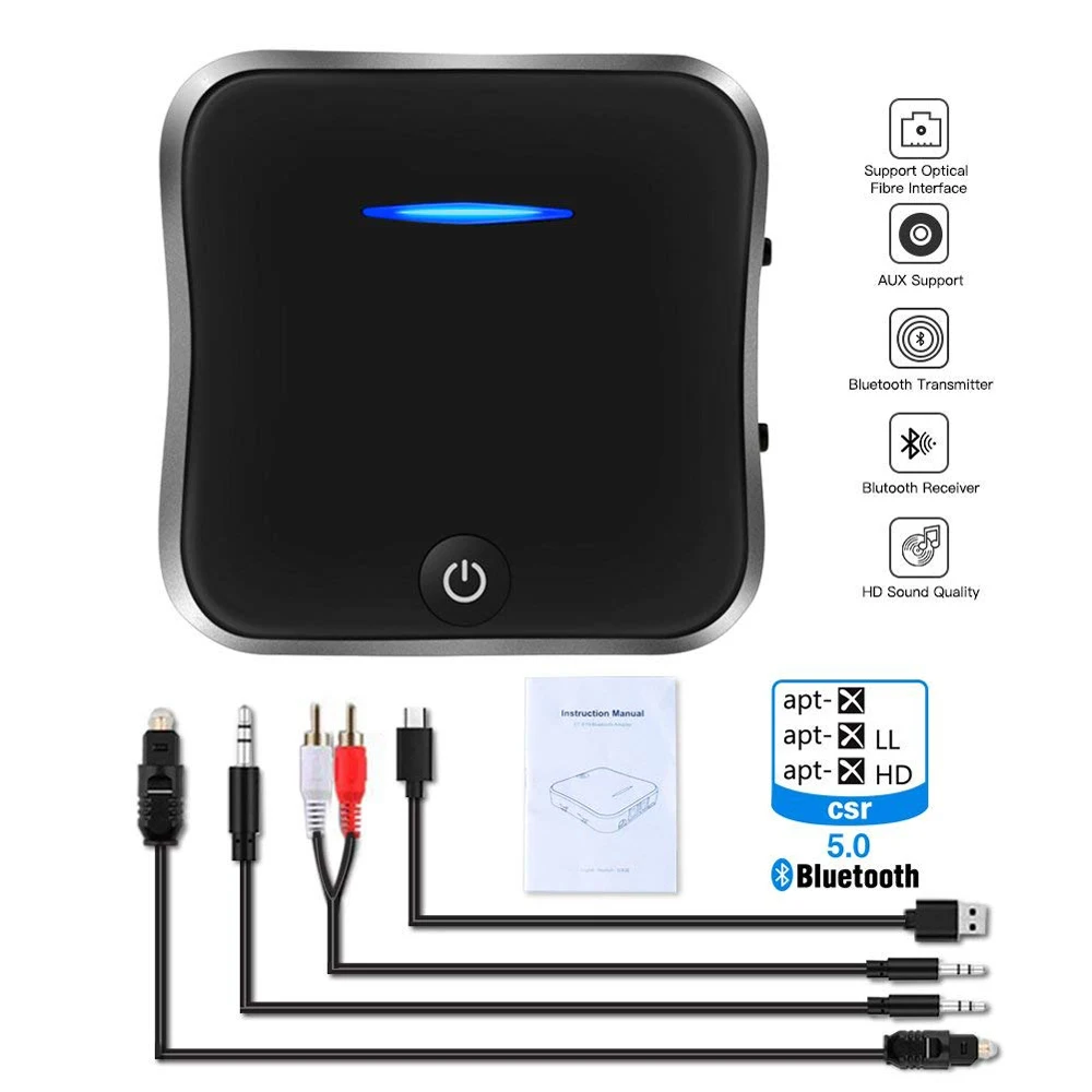 Bluetooth передатчик приемник 5,0 беспроводной адаптер CSR8675 Aptx HD адаптер оптический Toslink/3,5 мм AUX/SPDIF для автомобиля ТВ динамик