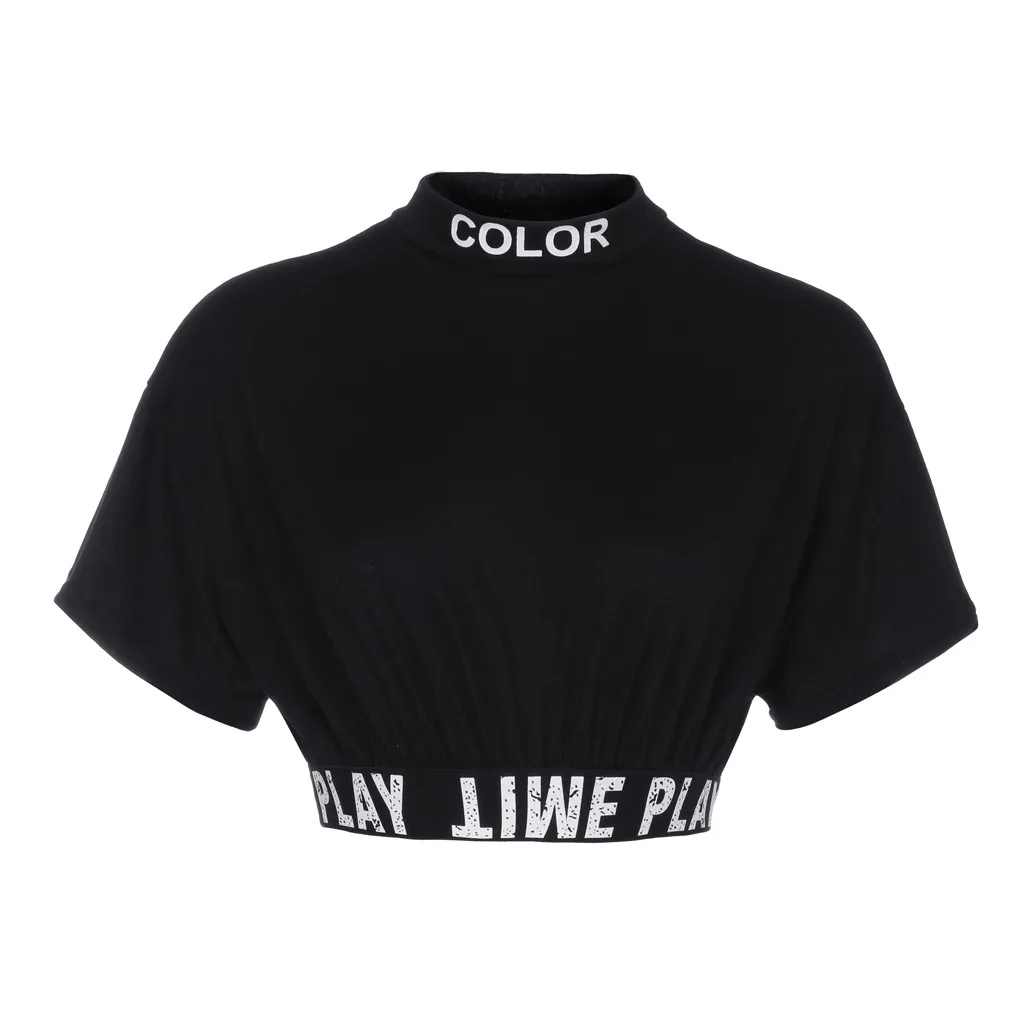 SAGACE женская футболка простой стиль надпись сшитая повседневная o образный вырез