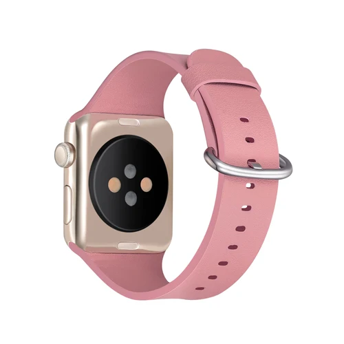 pink Хохлатый ремешок из натуральной кожи для apple watch серии 5/4/3/2/1 ремешок 42 мм/38 мм/44 мм/40 мм correa браслет наручный ремень для iwatch - Цвет ремешка: pink