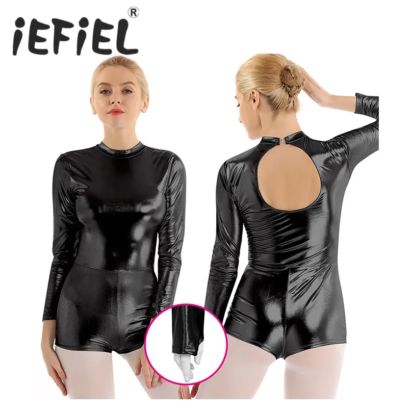 Женский Цельный купальник с длинными рукавами и ложным воротником металлическим