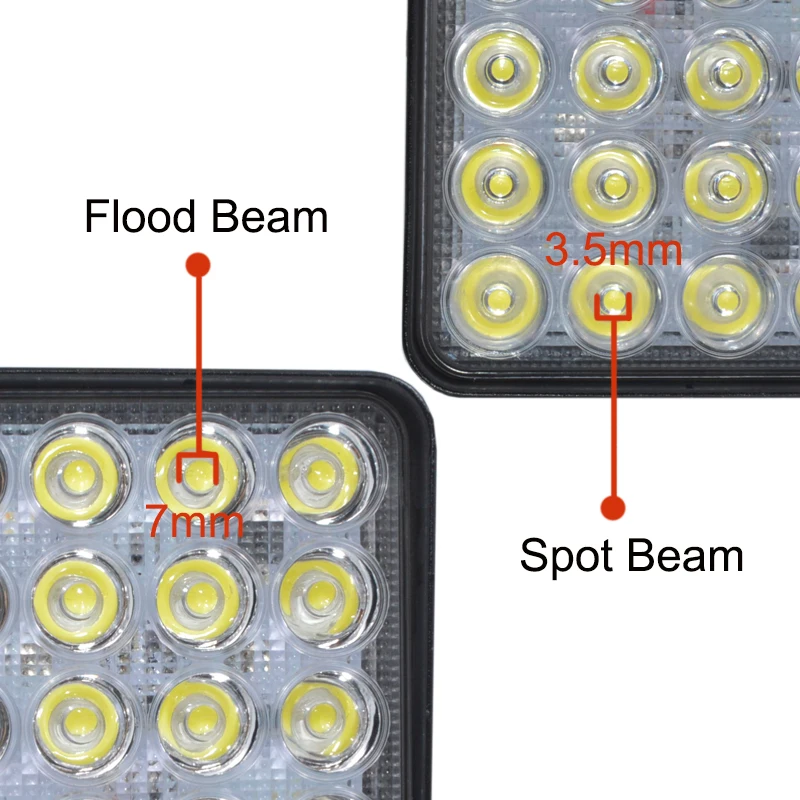 Светодиодный высокой мощности квадратный рабочий светильник 4 2 дюйма 48 Вт 12 в 24