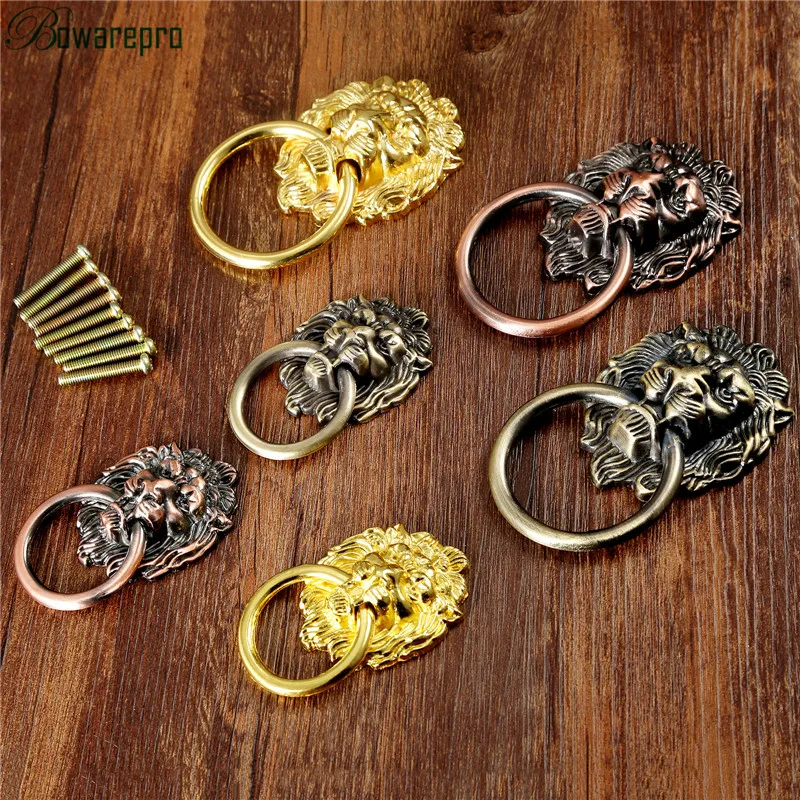 Античная бронзовая Львиная голова bowarepro дизайнерское кольцо для ящика ручка тяга