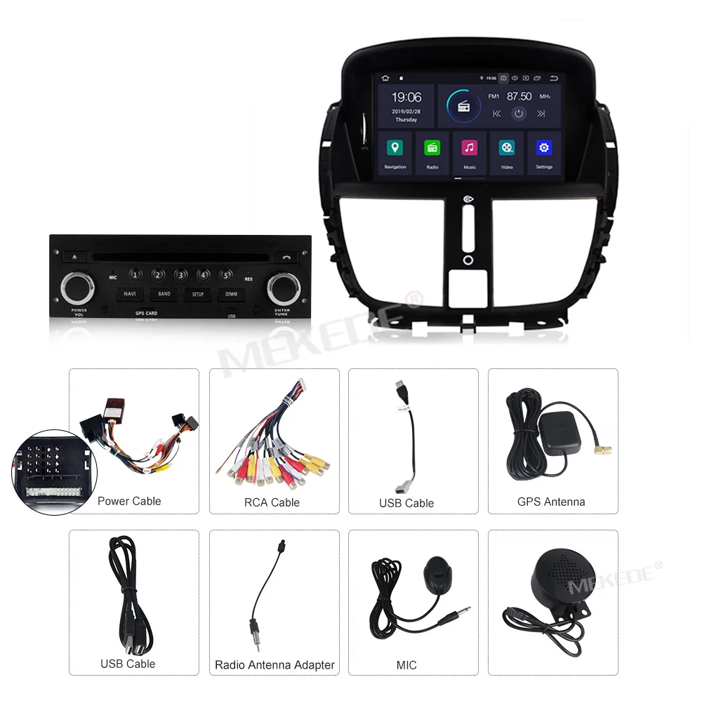 1din 8 ядерный 4G Android 9,0 автомобильный Радио dvd-плеер мультимедиа для peugeot 207 207CC 2007- авто аудио gps Камера просмотра wifi BT