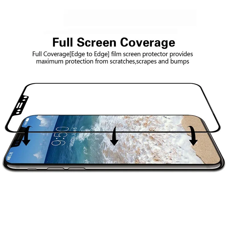 5D полное покрытие закаленное стекло для iPhone X 6 6s 7 8 Plus Защитное защитная