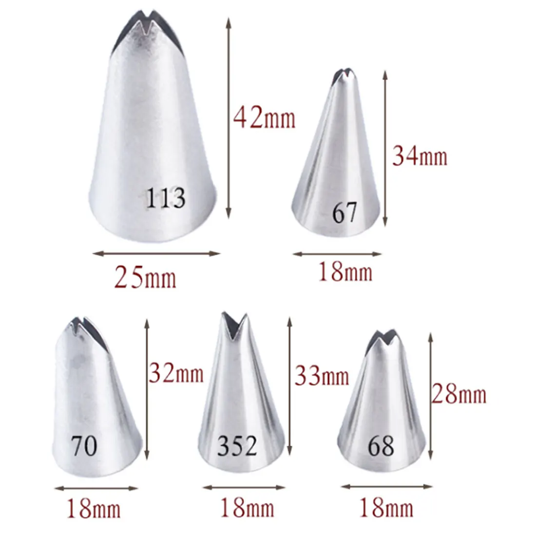 

5pcs/set Stainless Steel Leaves Nozzles Icing Piping Nozzles Tips Pastry Tips for Cake Decorating Pastry