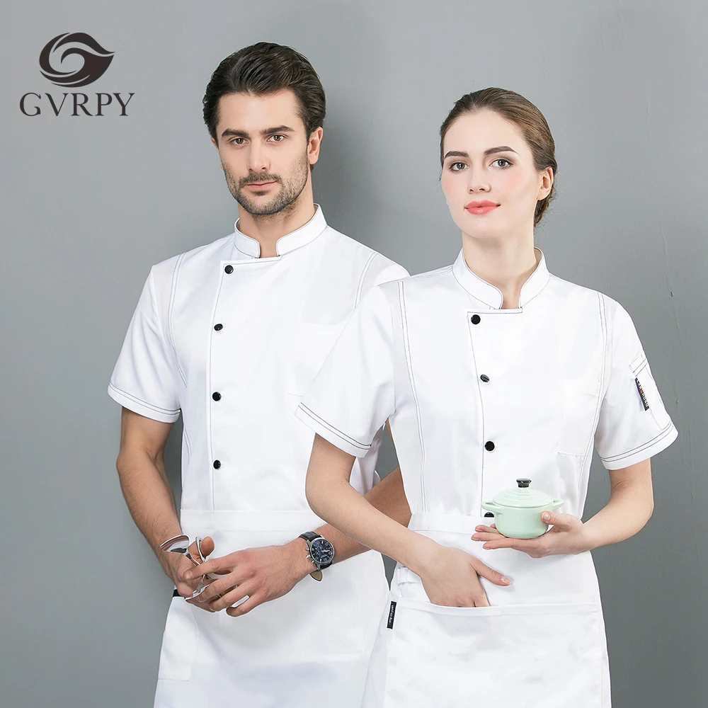 Высококачественная однобортная куртка шеф повара комбинезон с короткими