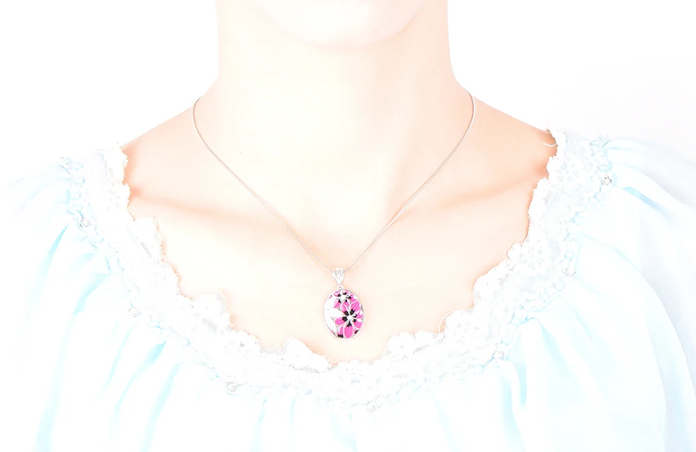 Эмалью Серебряная Подвеска для женщин ожерелье Аутентичное Стерлинговое