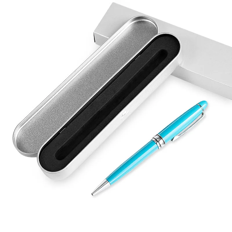 Sky blue Персонализированная ручка, металлическая шариковая ручка, заказной логотип, ручки, гравировка логотипа, название компании, школьные офисные принадлежности, аксессуары - Цвет: Sky blue