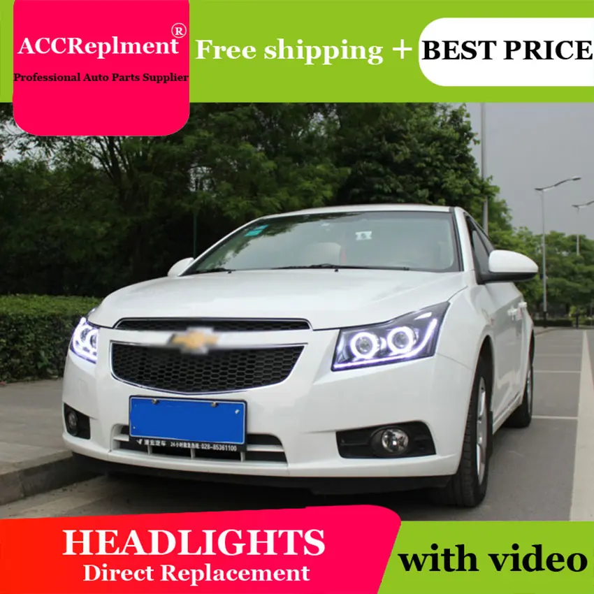 Авто. PRO 2009 2014 для Chevrolet cruze светодиодный фары + DRL глаза ангела головы лампы