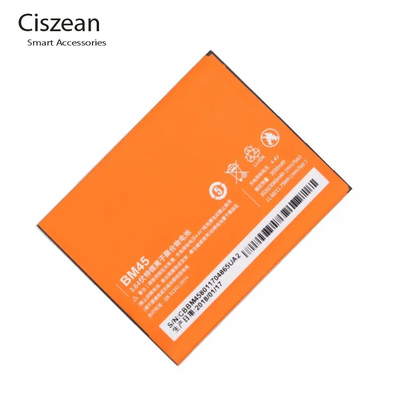 Сменный аккумулятор Ciszean BM45 BM 45 большой емкости 3020 мАч для телефона Xiaomi Redmi Note 2 Hongmi
