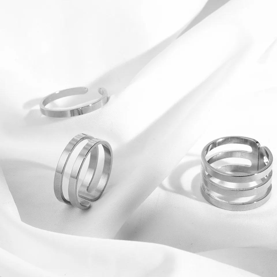 R020014-15-16BBB-set Модное Золотое серебряное кольцо с крестом для женщин, металлическое серферное кольцо миди с открытой регулировкой, кольца для серфинга, кольцо из океанской проволоки, ювелирное изделие, подарок - Цвет основного камня: R020014-15-16BBB-set