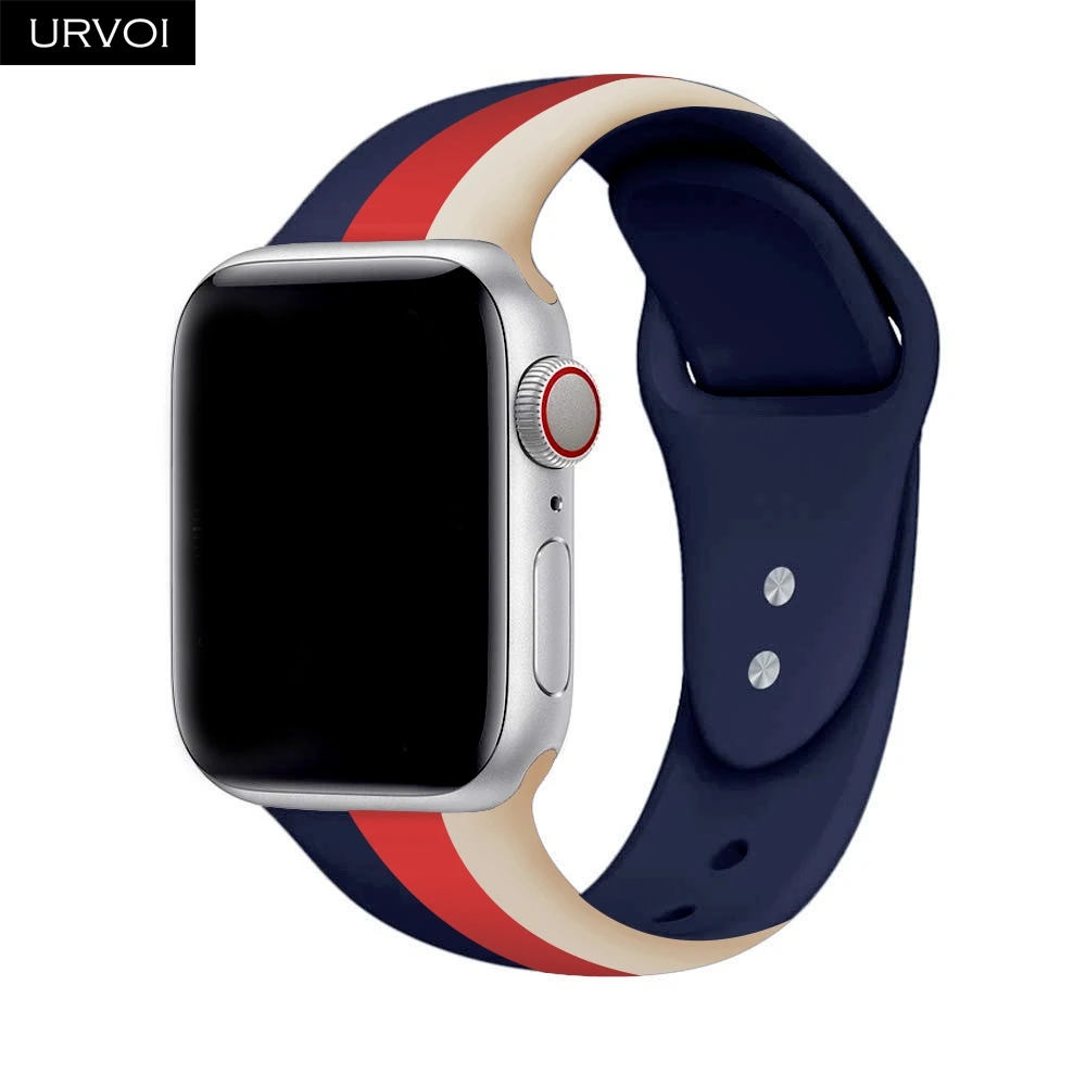 URVOI силиконовой лентой для apple watch серии 4 3 2 ремешок iwatch спортивный с pin и tuck