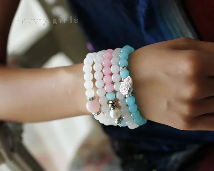 Лидер продаж браслеты и Стразы с натуральными розовыми кристаллами 7 мм бусины