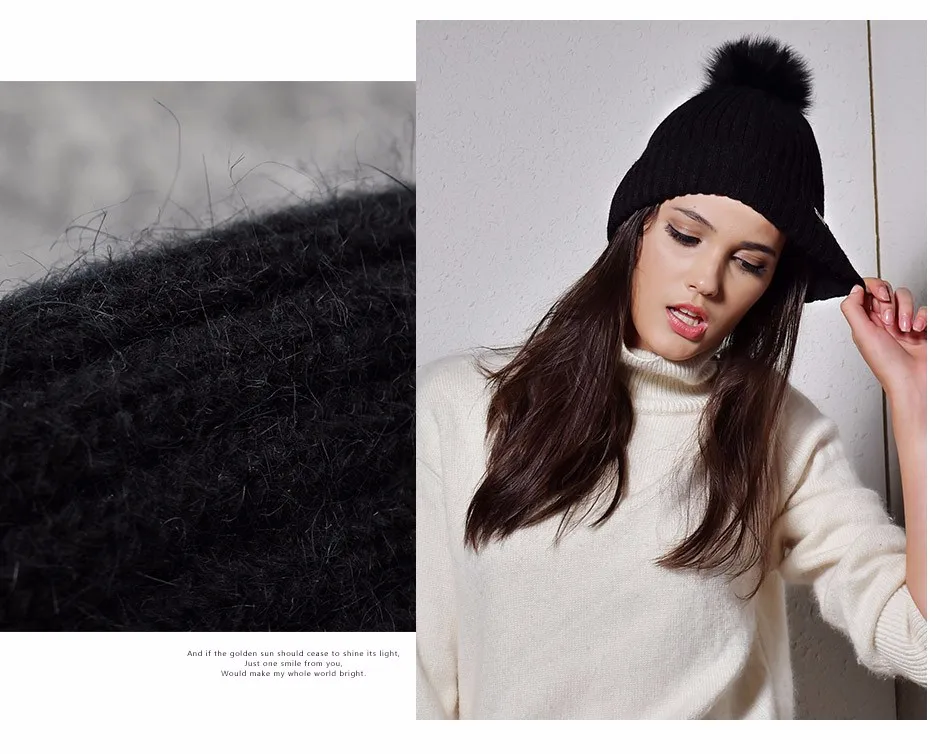 FURTALK зимняя женская шапка детская Ангорского Кролика мехом Шерстяная Шапка-бини шапка с помпоном из натурального меха женские теплые вязаные зимние головные уборы Skullies Beanies