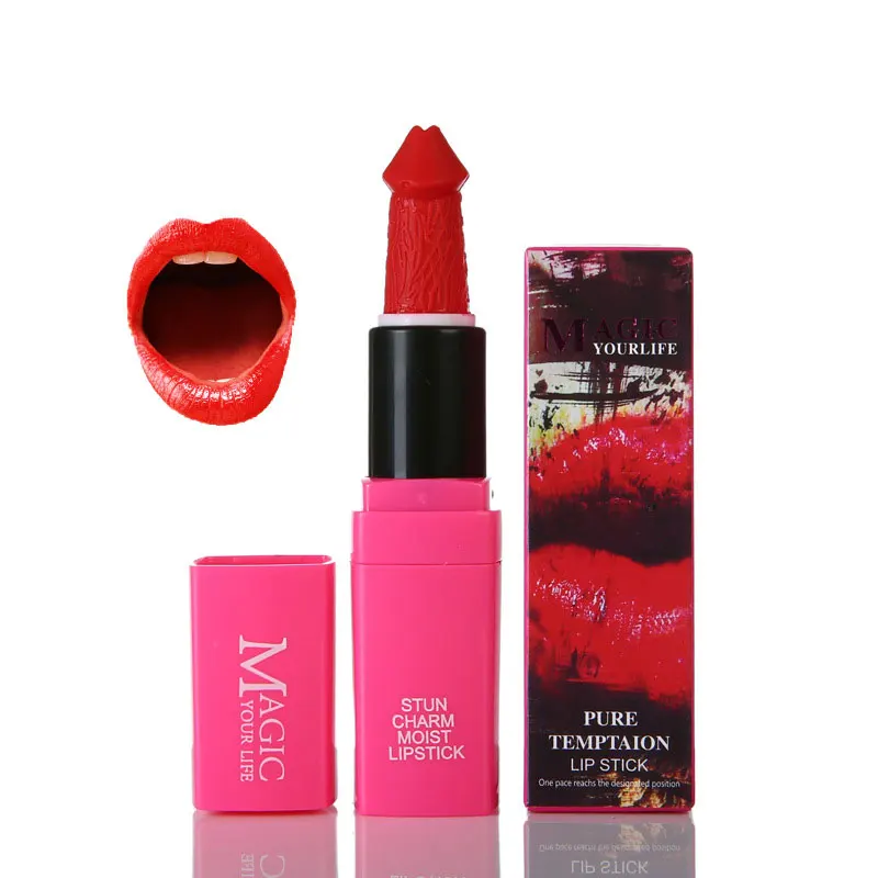 12 Colors Sexy Smooth Moisturizer matte lipstick Long Lasting red Lip waterproof Penis Shape Sex Mate| |