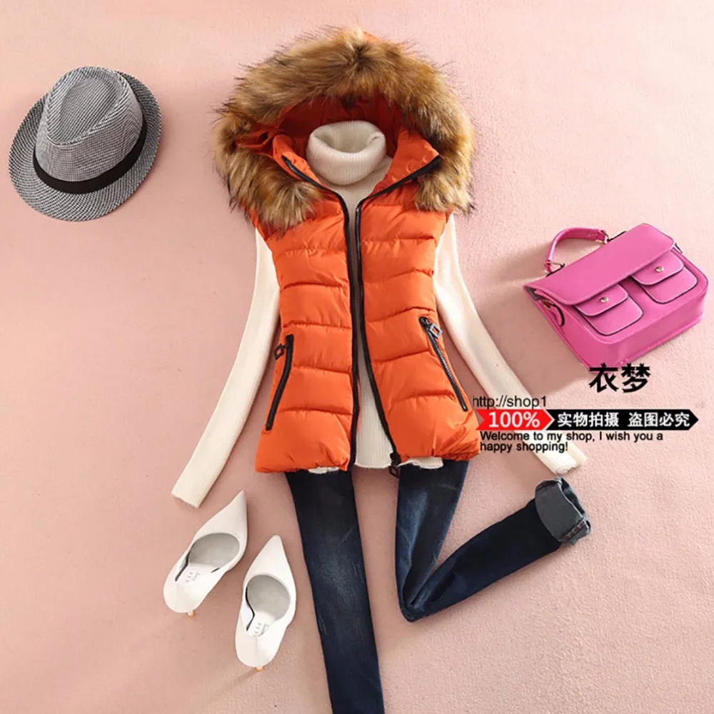 Брендовый женский жилет с капюшоном Повседневная облегающая пуховая куртка